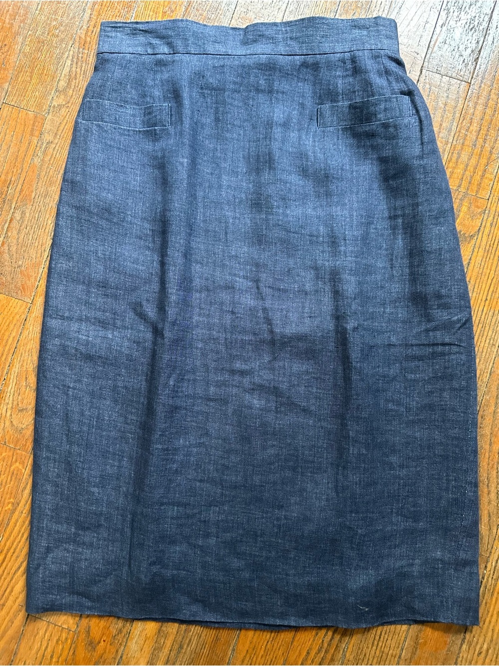 Women’s Dark Indigo 100% Linen Pencil Skirt